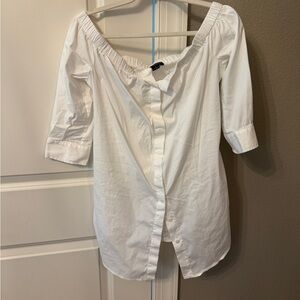 Worth White Off-Shoulder Button Down Shirt